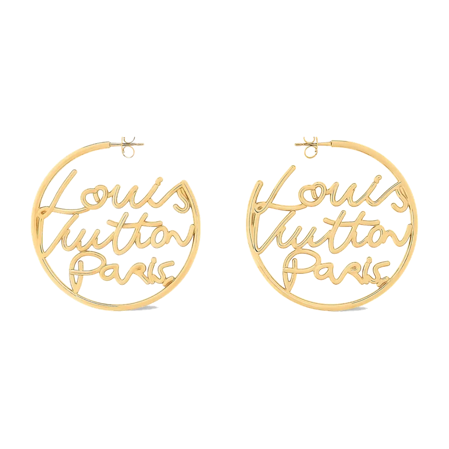 Boucles d'oreilles LV Script — Doré
