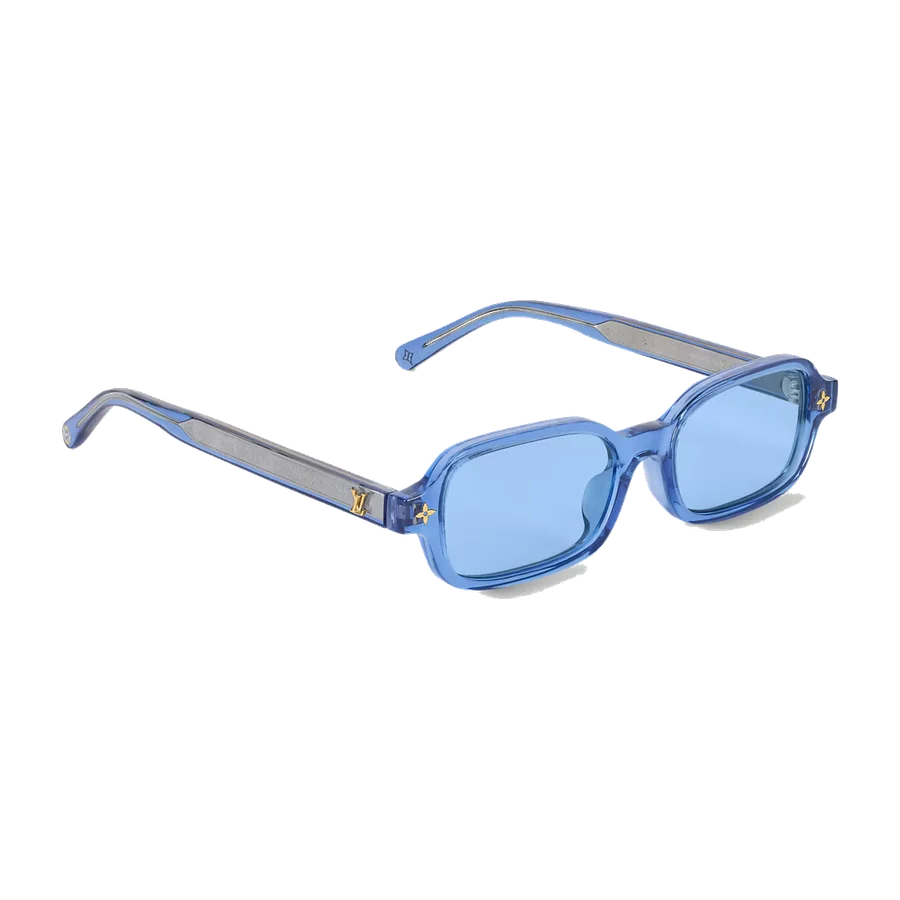 Lunettes de soleil rectangulaires basses LV Aura — Bleu
